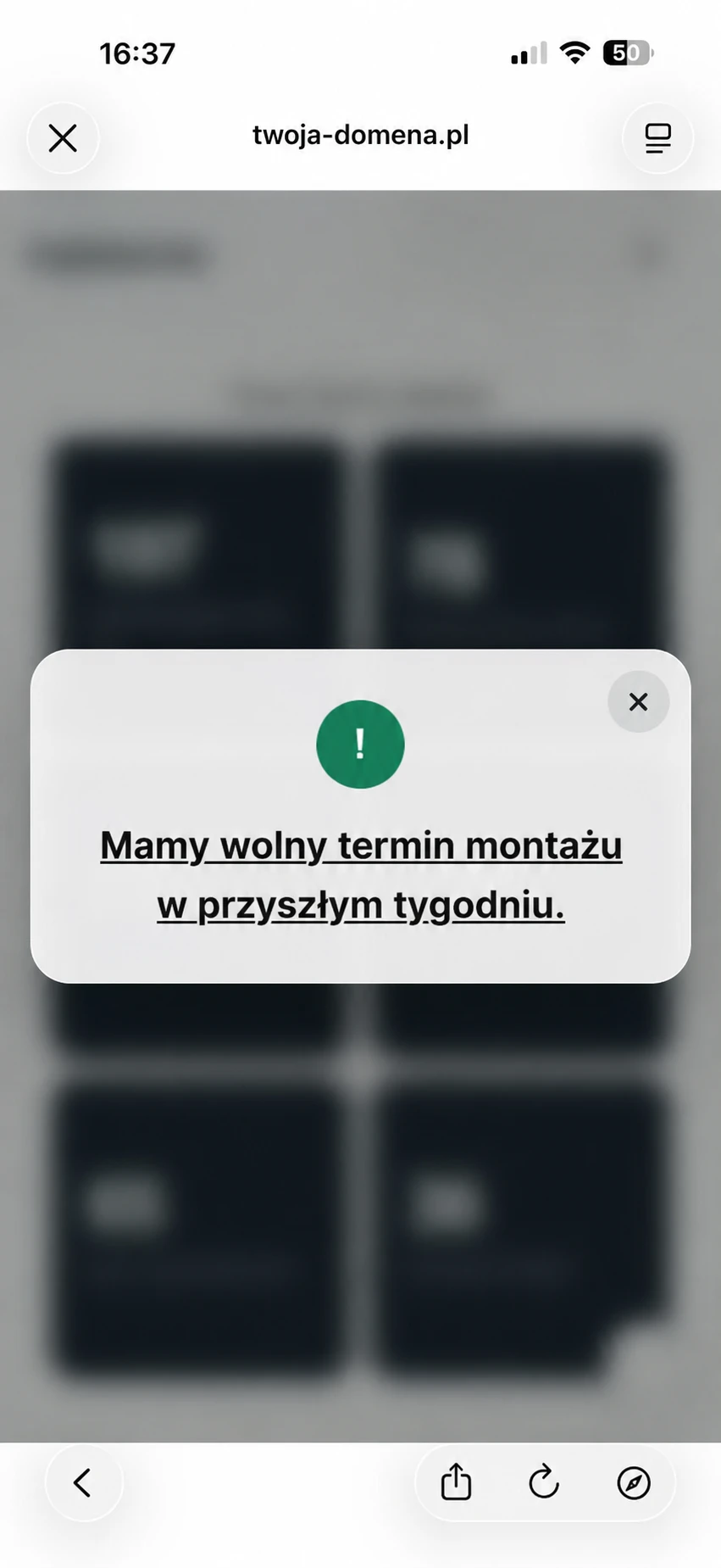 Komunikat mobilny na stronie