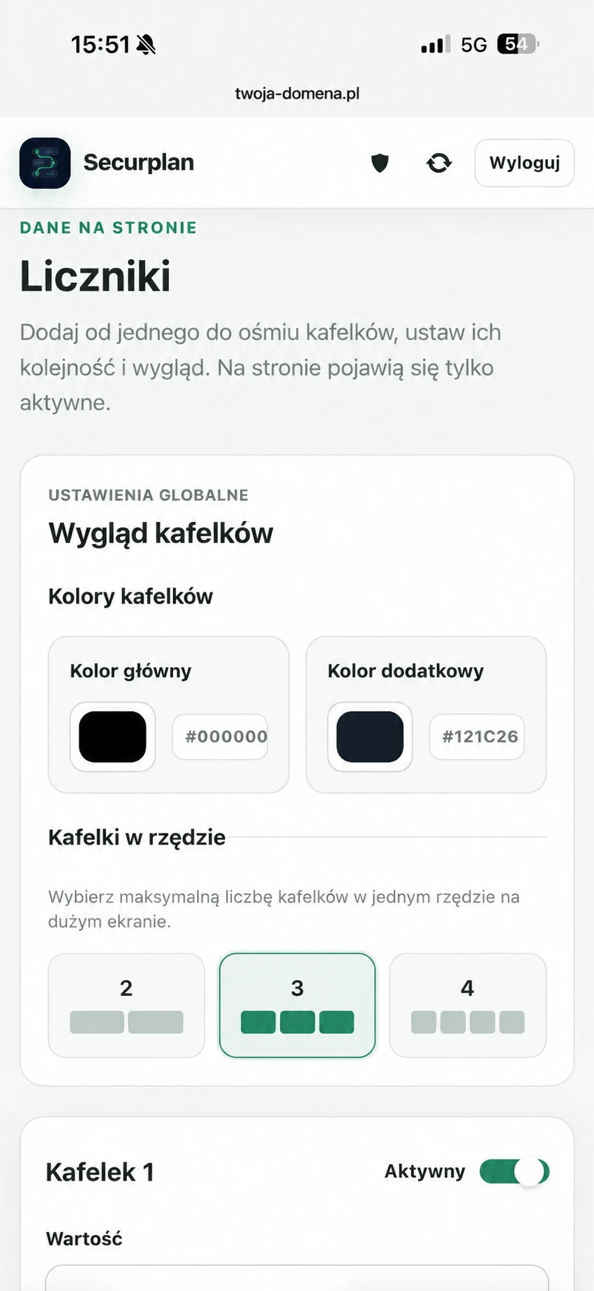 Edycja liczników w Securplan SitePanel